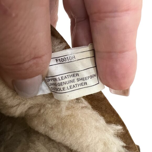 Ugg Australia Pearle Chestnut Brown Suede Sheepskin Men's Slippers Mules sz11 - Picture 12 of 13